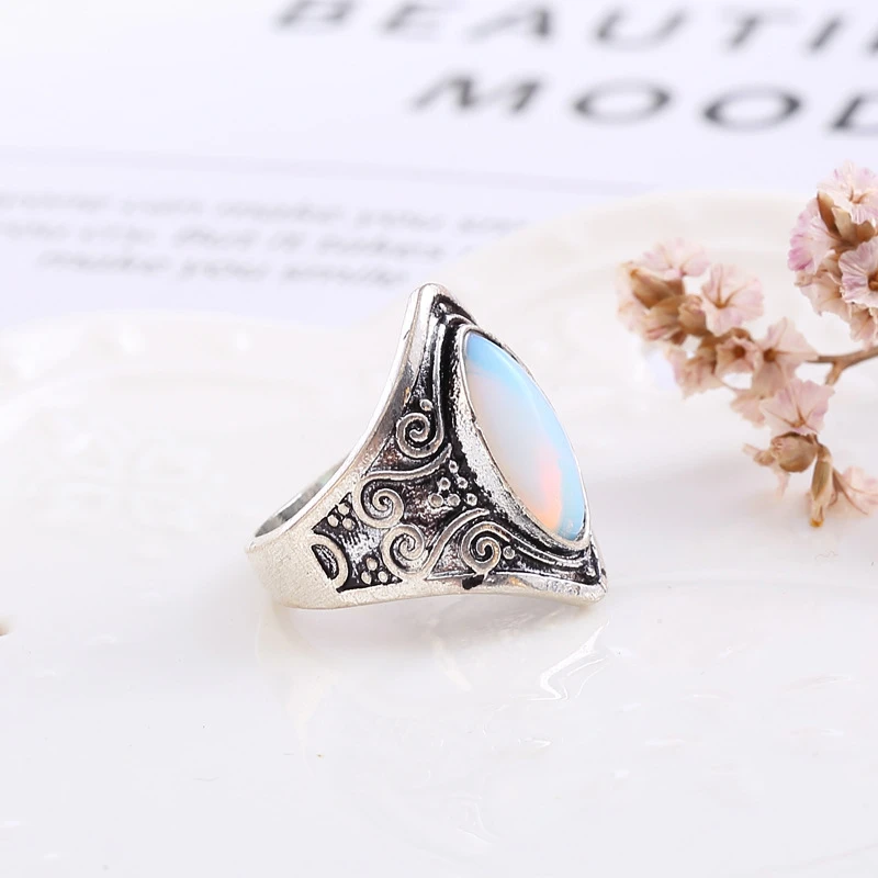 Vintage Silver Big Stone Ring 7