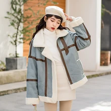 Осень-зима, женское теплое пальто, новинка, оленья кожа, меховое Женское пальто, Oge, с отворотом, плюс бархат, шерстяная подкладка, пальто(настоящая фотография есть видео