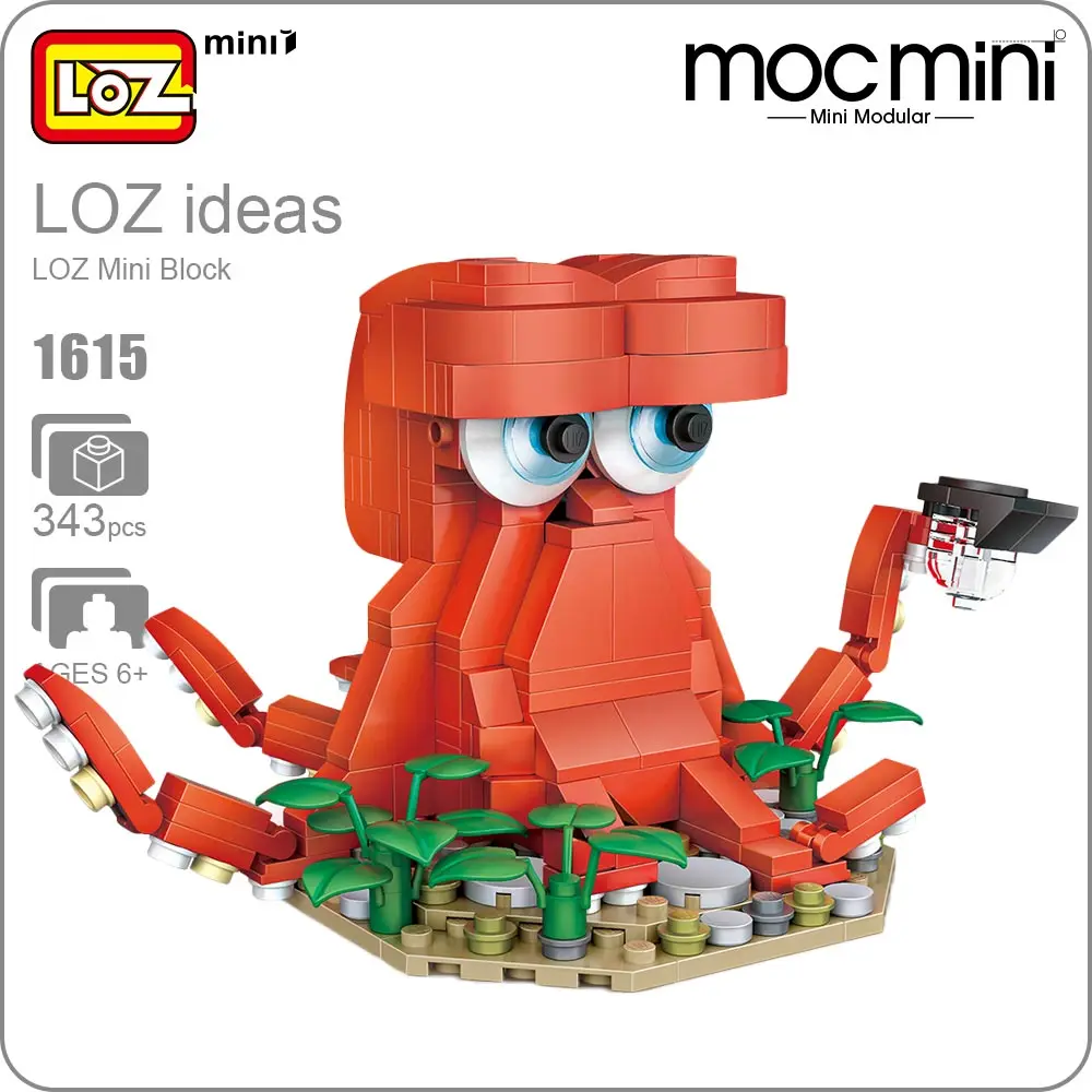 

LOZ Mini Block Cartoon Octopus Anime Action Figure Kawaii Model Squid Kids Assembly Toys for Children Fish Bricks Clownfish 1615