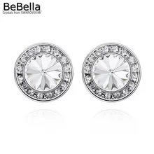 BeBella 1,4 см круглые Кристальные серьги-гвоздики с кристаллами от Swarovski модные ювелирные изделия Рождественский подарок для женщин девушек