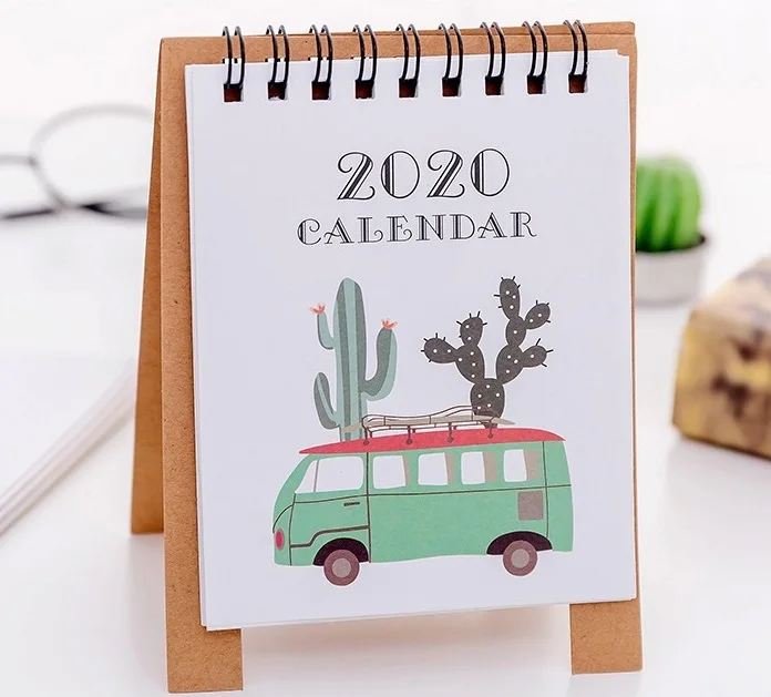 Hand Drawing Fresh Cartoon Mini Flamingo Desktop Paper Calendar dual Daily Scheduler Table Planner Yearly Agenda Organizer - Цвет: Зеленый