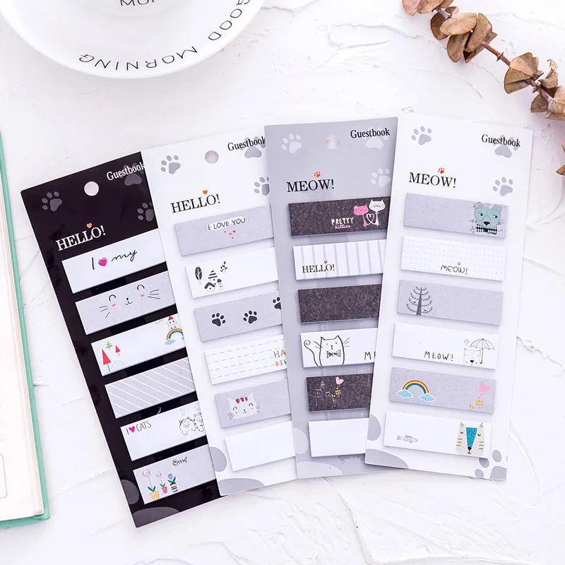 

1PC New Creative Cute Cat Index Notes Post Memo Pad Sticky Notes Memo Notebook Stationery Note Paper Stickers School Supplies