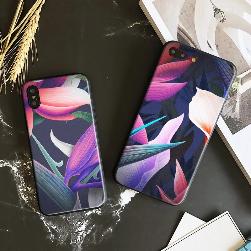 

Colorful purple Floral Plants Flower Tpu Soft Silicone Phone Case Cover Shell For Apple IPhone 5 5s SE 6 6s 7 8 Plus X 10
