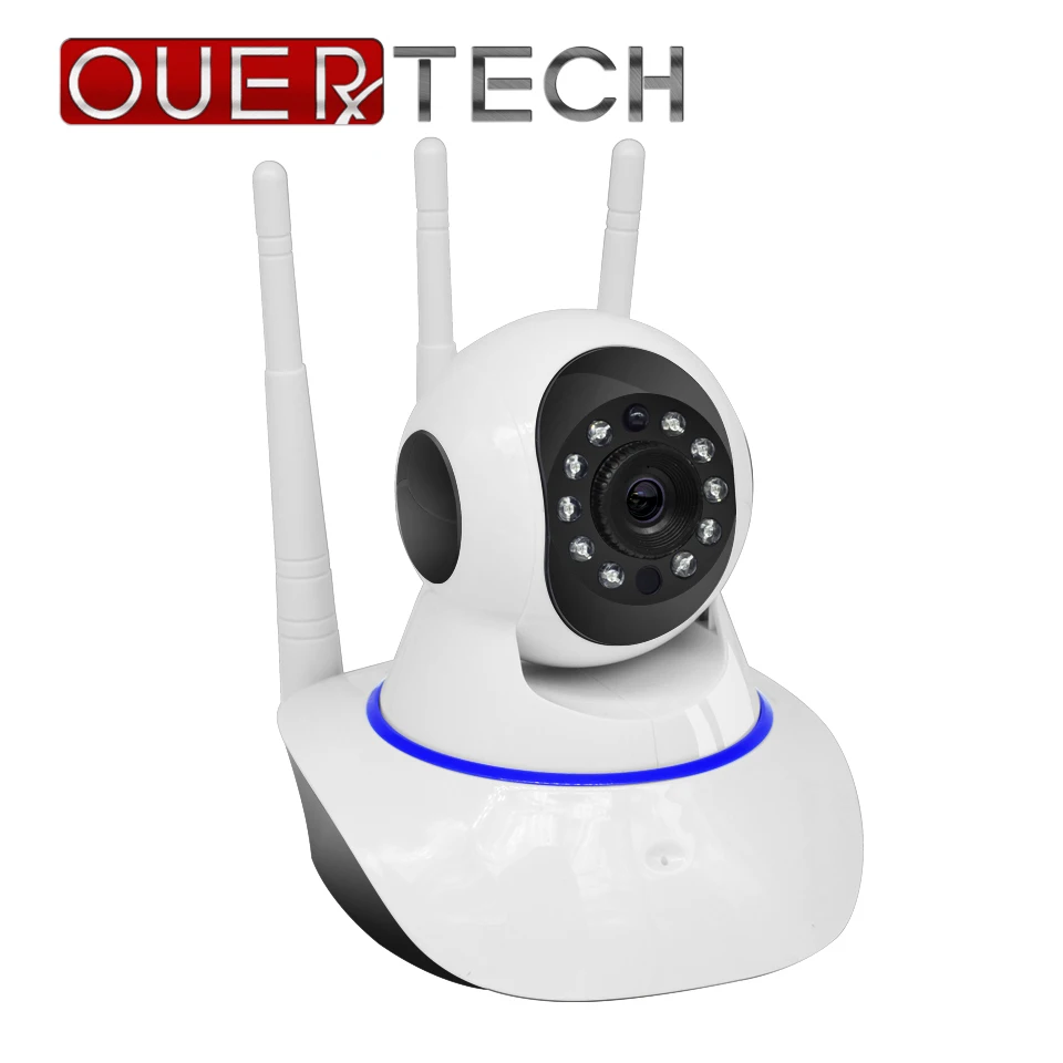 

OUERTECH Two way audio Night vision 720P Wireless Rotating Smart IP Camera support PTZ control remote access 64g baby monitor