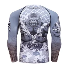 

Run T-shirt Climbing Mountain Hiking Outdoor Camping Gym Bodybuilding Fitness Quick Dry Compression Tight MMA Men Sport T-shirt