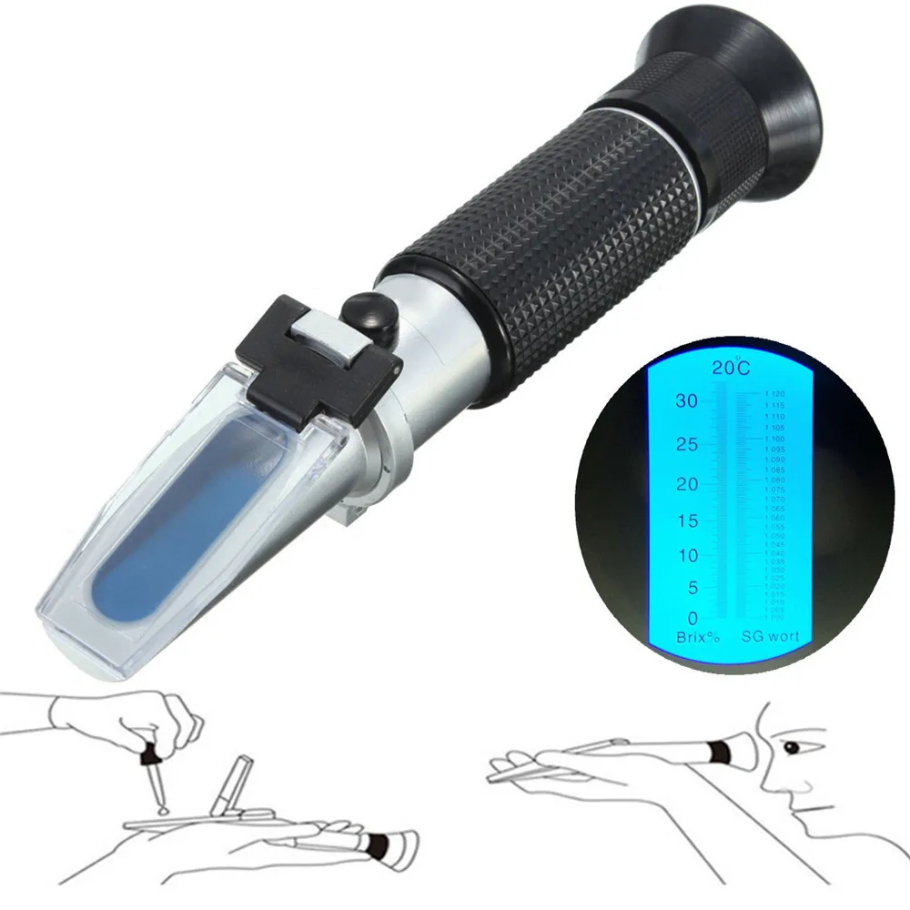

Handheld Professional Measuring 0~32% Brix Wort Specific Gravity Refractometer Sugar Wine Beer Fruit Specific Measurement Tool