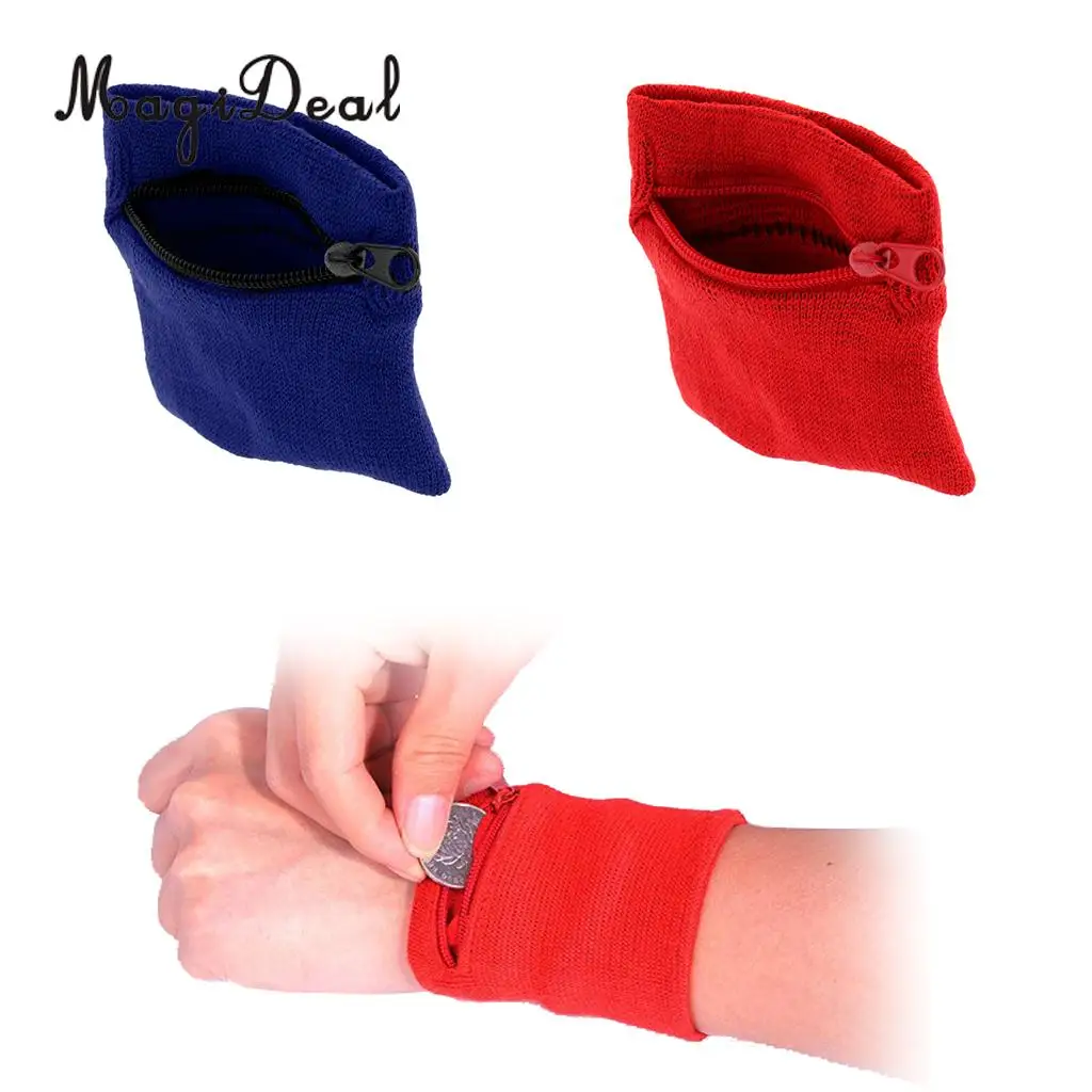 2Pcs/Lot Sports Soft Wristband Zipper Wallet Gym Fitness Wrist Support Straps Wraps Running Sweatband Arm Band Bag with Pocket