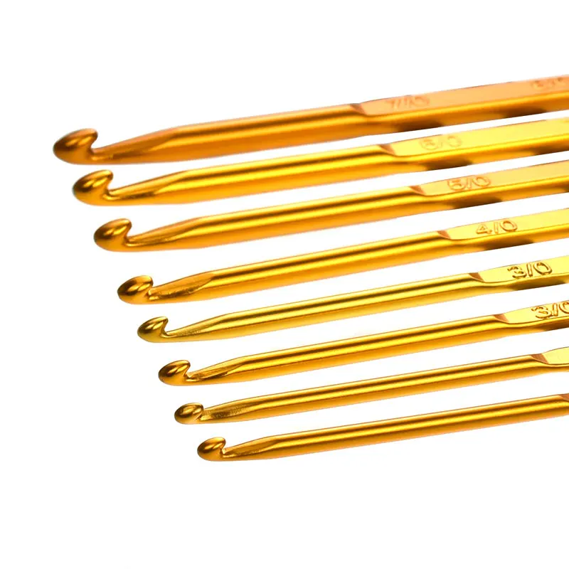 Looen 8 шт./компл. золото Алюминий набор крючков для 2,5-6,0 мм с двумя головками Вязание иглы швейная фурнитура Игла DIY Искусство ремесло