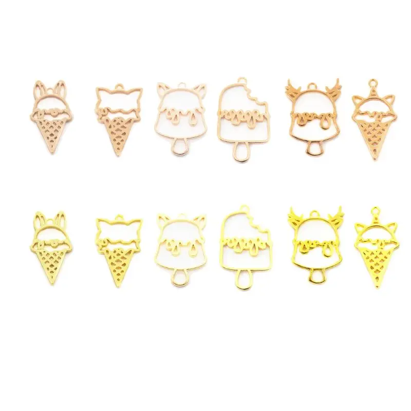 6Pcs Ice Cream Dessert Resin Frame Pendant Open Bezel Setting Jewelry Making | Украшения и аксессуары