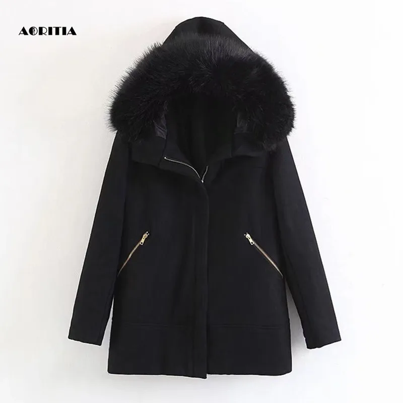 2018 Women Winter Brand Woolen Hooded Coat Women Jacket Outwear Casaco Feminino