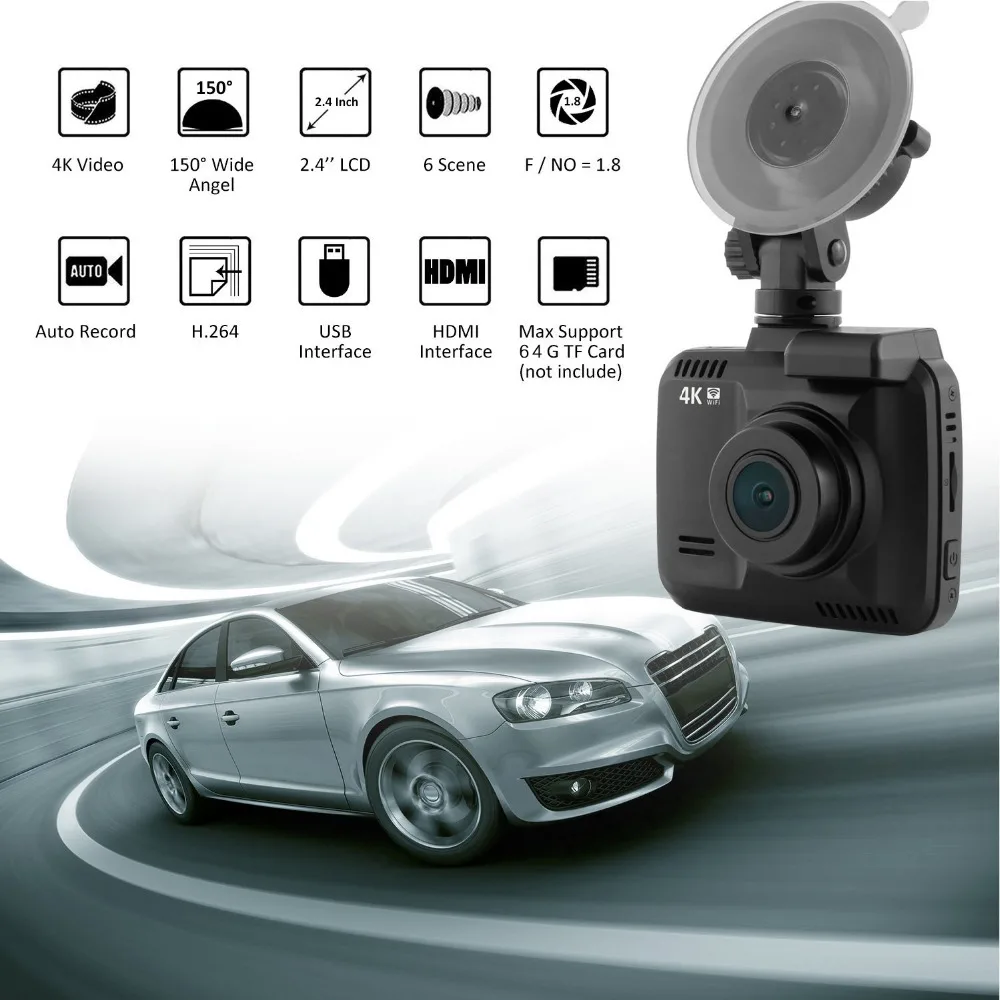  Dual Lens GS63D WiFi FHD 1080P Front Dash Cam Novatek 96660 Camera Built in GPS + VGA Rear Car DVR 