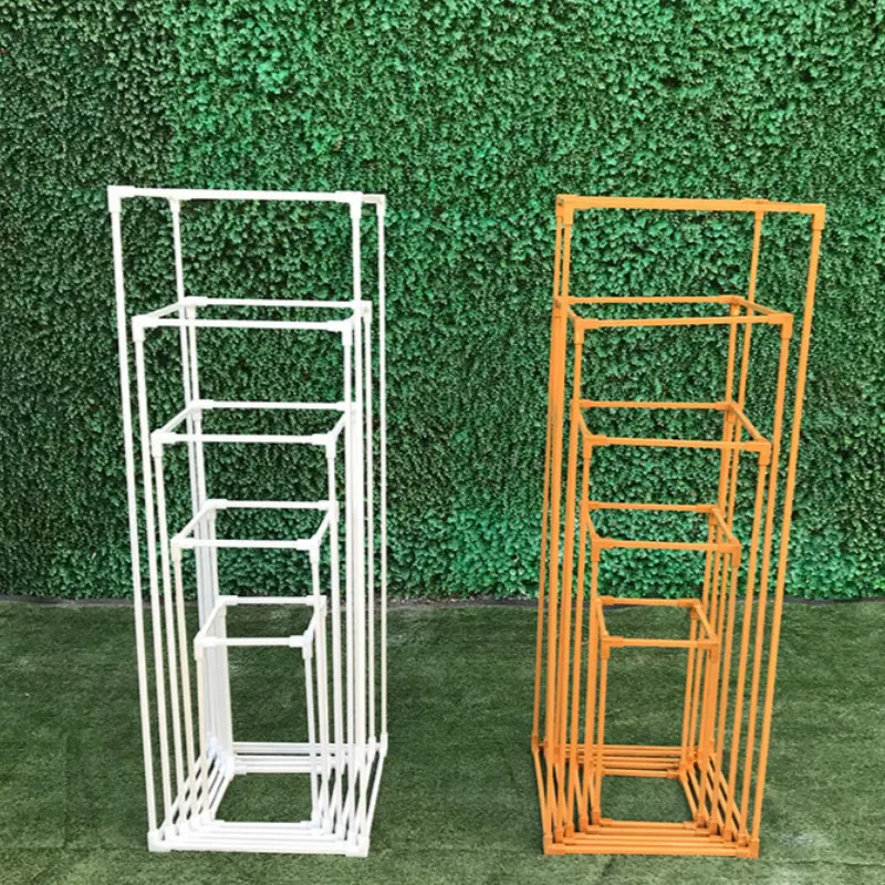 

wedding arch road lead decor artificial flower wrought metal iron square block wedding birthday party event decor flower stand