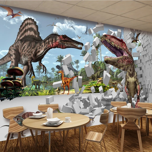 Foto Behang 3D Baksteen Dinosaurus Dier Muurschildering Kid\'s ... Foto Behang 3D Baksteen Dinosaurus Dier Muurschildering Kid\'s ...