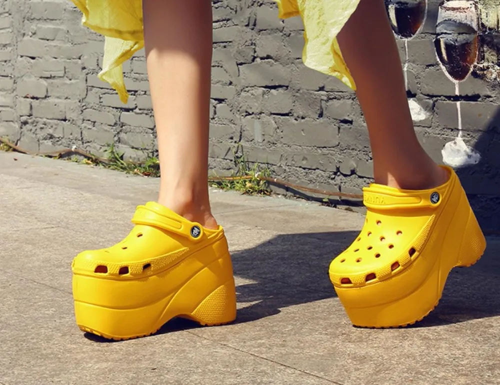 

Summer new British version of the thick bottom 8cm 12cm slope and Anti-Slip height follow the rhyme card cake women's shoes