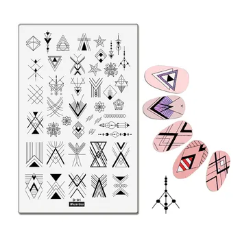 

Nail Art Stampping Plate Geometry Line Triangle Series Bead Curtain Image Stamping Template Manicure Accessories 9.5x14.5cm