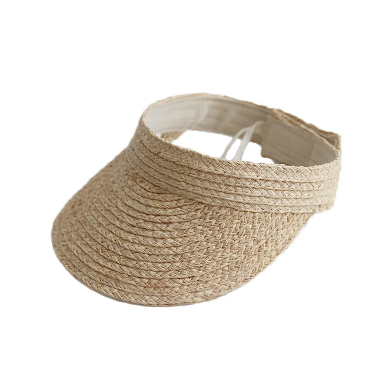 

2019 Simple Ladies uv roll up Korean Sun Visor Hat Women Sun Visor Straw Raffia Sun Visor Caps Adjustable Straw Hat