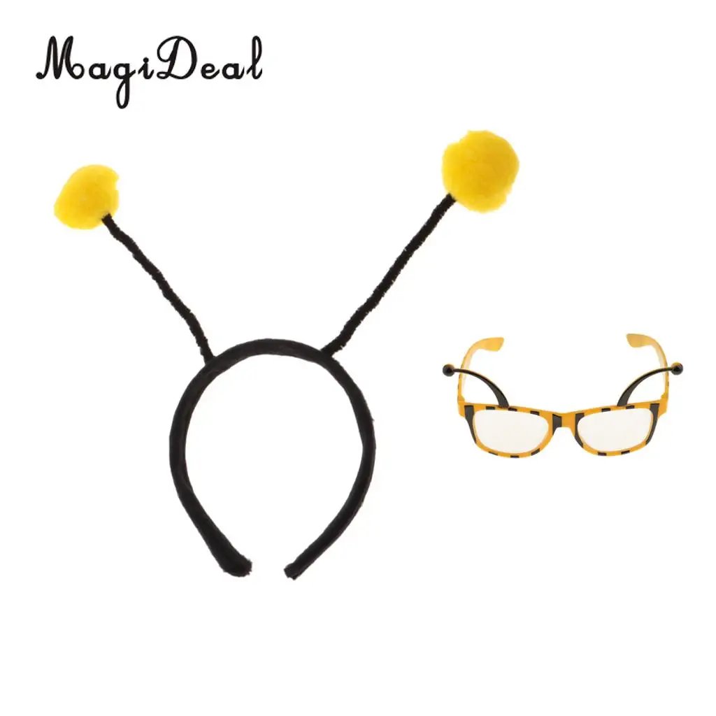 Fashion Adults Kids Insect Bumble Bee Headband Eyeglasses Birthday Fancy Dress Party Costume Props Yellow