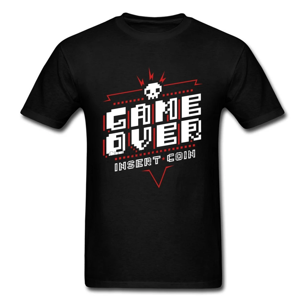 

Game Over T Shirt For Man Summer GG T-shirt Black Tshirt Funny Designer Clothing Cotton Tops Skull Tee Students Young Style