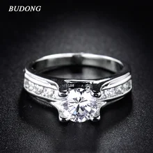 BUDONG подарок подруге ювелирные изделия мода CZ циркония группа серебряный цвет кольца вечерние женские большие свадебные кольца на палец XUR168
