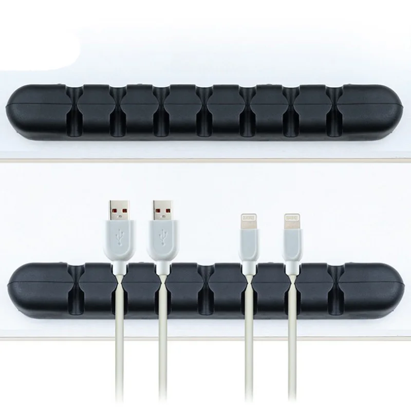 Органайзер для кабеля зажим держатель настольный силиконовый белый Usb шнур