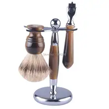 Розничная, набор для бритья, щетка для бритья, подставка для бритвы, искусственная ручка рога, салонный Набор для бритья, набор для бритья волос барсука, инструменты для бритья