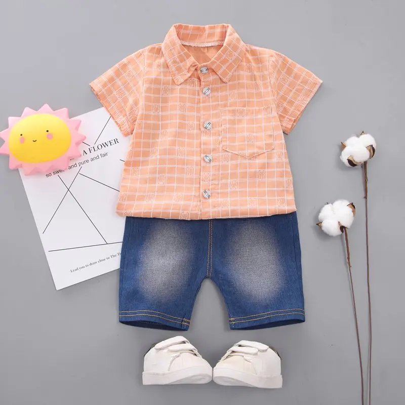 

Fashion Baby Boy clothes set Cartoon shirt+cowboy pants Set Kids Children Toddler Clothing two-piece Boys Summer Clothes 2019