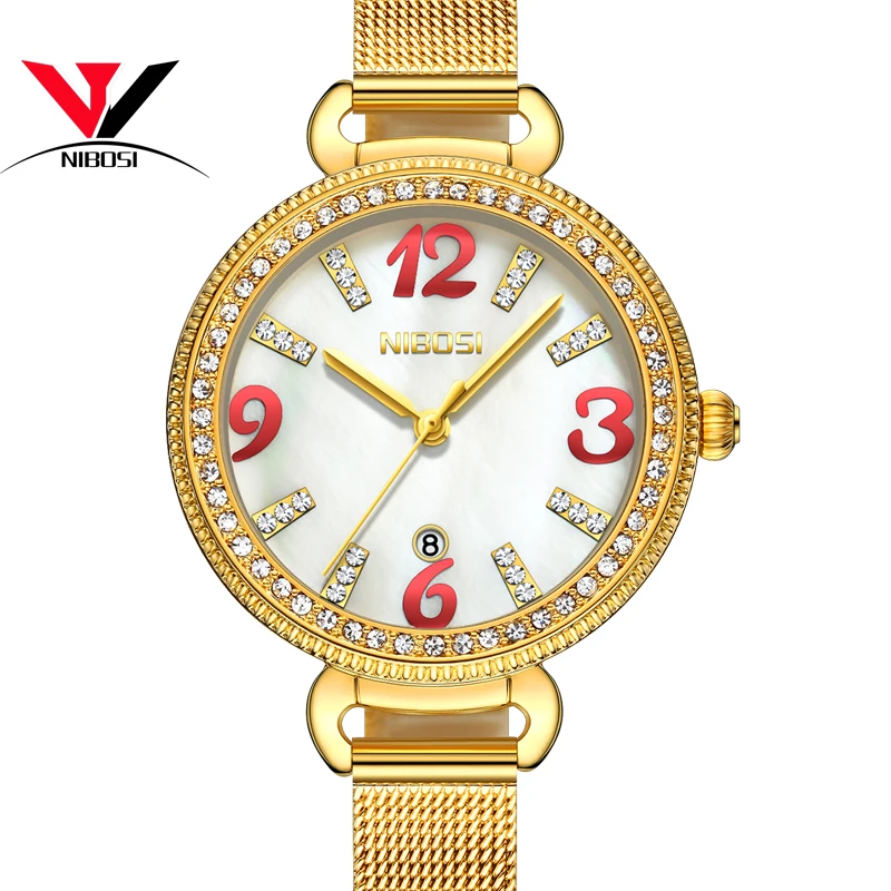 

NIBOSI Relogio Feminino De Luxo 2018 Women Watches Luxury Famous Brand Casual Crystal Watch Women With Gold And Silver Relogios