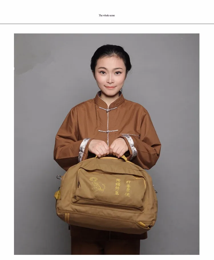 Новый Одежда высшего качества унисекс хлопок холст lay монах рюкзак Лохан Буддизм Многофункциональный Сумки ушу рюкзак