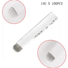 100 шт. белый обертка 14U/форма штифта ручной микро иглы Лезвия для бровей/губ/Подводка для глаз Tattoo