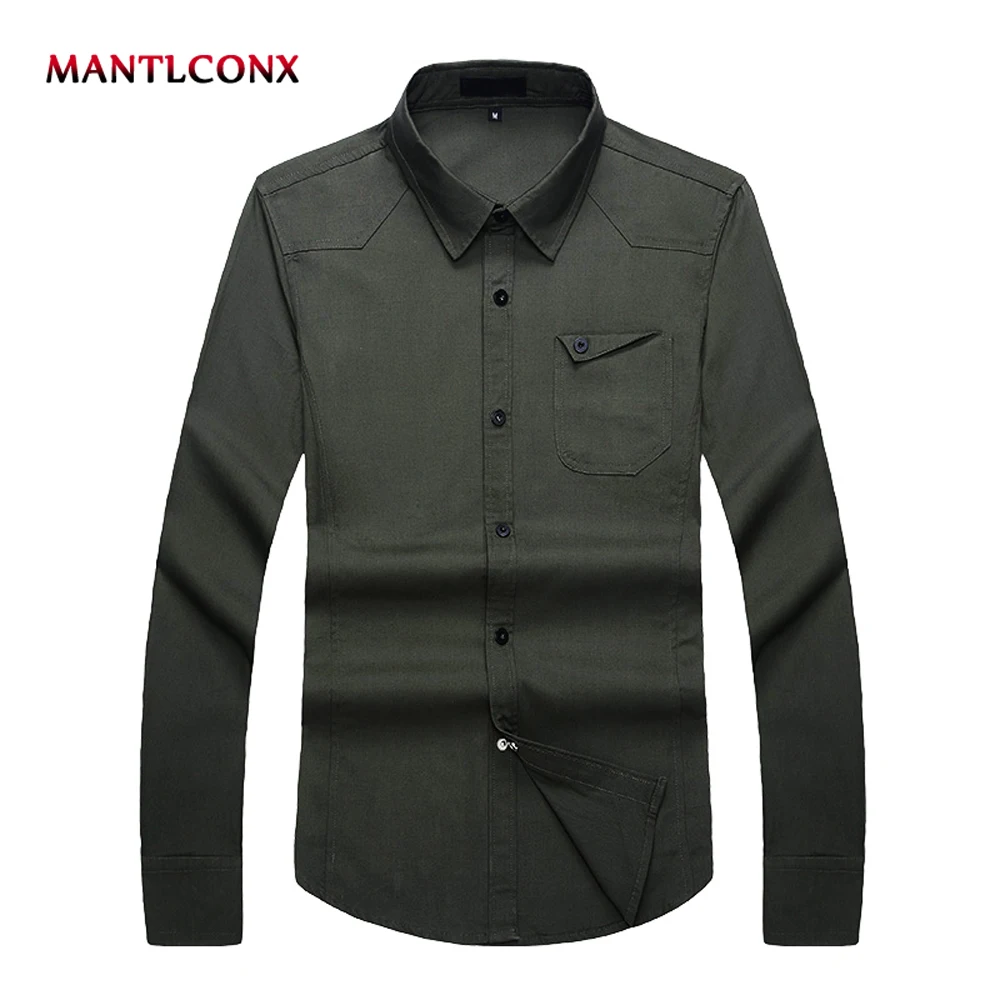 

MANTLCONX New Spring Men's Casual Shirt Regular Cotton Casual Shirt Men Long Sleeve Big Size Breathable Office Dress Shirts Men
