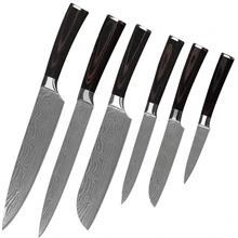 Kitchen knives 7Cr17 veins stainless steel knives chef slicing Japanese cook’s santoku utility paring cooking knives hot sales