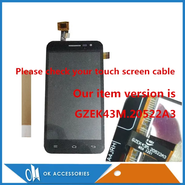 

Black White Color For Jiayu G2F Touch Screen Cable Coding : GZEK43M.20522A3 LCD Display+Touch Screen Sensor Digtizer With Tape