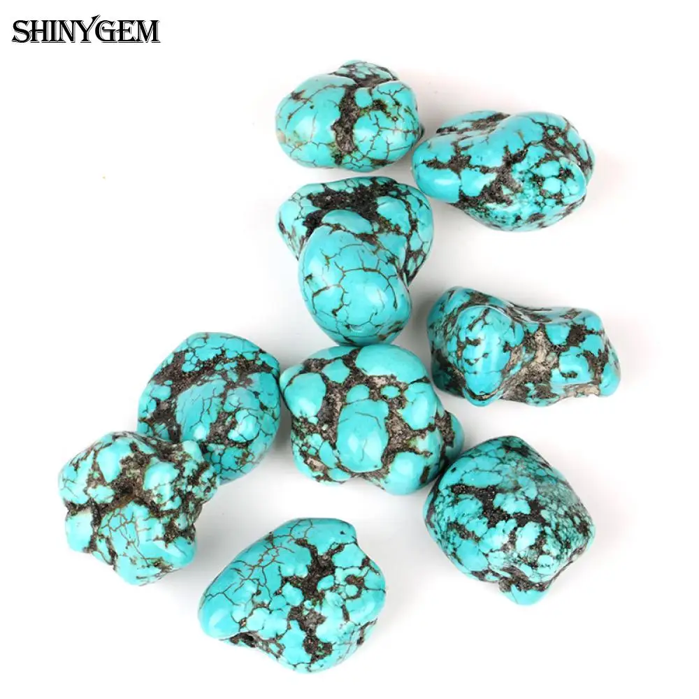 ShinyGem нерегулярные 20-25 мм синяя зеленая бирюза Твердые настоящие узоры бирюзы натуральный камень бусины для рукоделия ювелирных изделий 1 шт