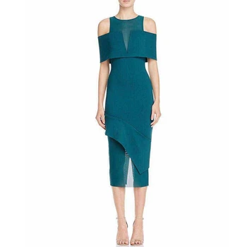 

2018 Newest Green Short Sleeve Women Sexy Summer Bandage Dress Off The Shoulder Solid Celebrity Party Vestidos Wholesale