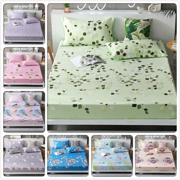 

Polyester Fitted Sheet Bed Sheet Mattress Cover Printed Sanding Fabric With Elastic Band Dust Proof Adult Kids Child Single Size 18