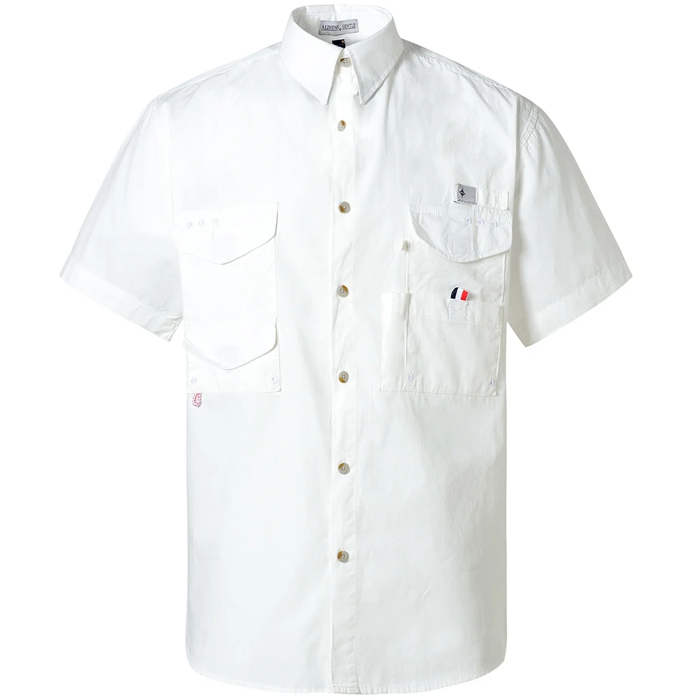 Повседневные рубашки для рыбалки с коротким рукавом, впитывающая ткань, защита от солнца, быстросохнущие, для улицы, мужские летние рубашки, дышащие рубашки для кемпинга - Цвет: 9601
