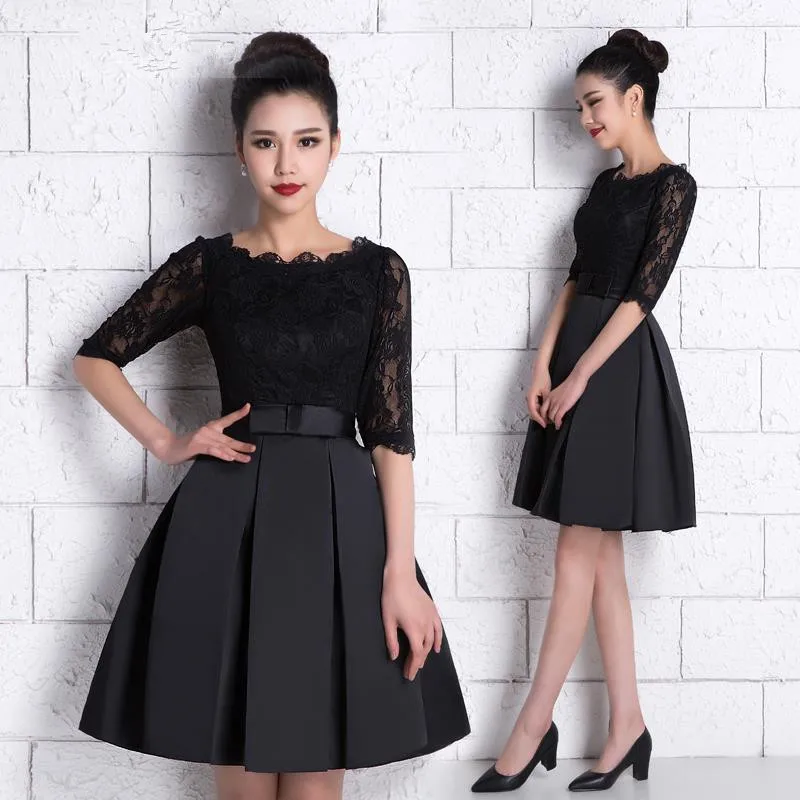 robe de soriee Lace Homecoming font b Dresses b font 2017 Black Burgundy Half Sleeve Short