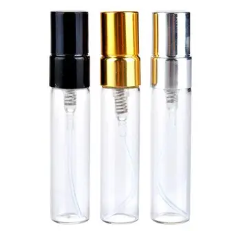 

100pcs/Lot 3ML/5ML Travel Spray Bottle For Perfume Portable Empty Cosmetic Containers With Aluminium Pump