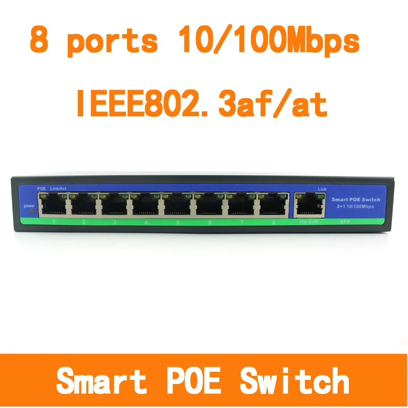 8 Порты IEEE802.3af/AT smart коммутатор PoE 10/100 Мбит/с PoE коммутатор Мощность Over Ethernet endspan для IP камеры