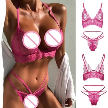 

Sexy Women Lace Lingerie Underwear Women Seamless Teddy Babydoll Mini Thong Set Erotic Bra+set Lenceria Brassiere Lingerine CP