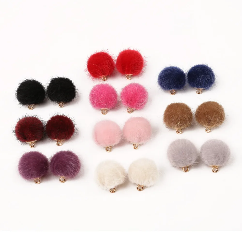 

New Style Fur Covered Ball Button 15mm Multi Color Cloth Beads Sewing Accessories DIY Handmade Materials For Garment 10pcs/lot