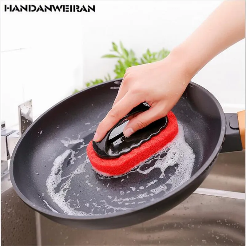 

High quality strong decontamination sponge handle hard bottom cleaning brush to brush the floor tile stove bath rub rub