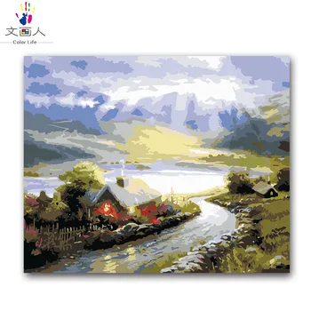 

landscape mountain road oil painting package diy digital oil painting by numbers with kits adult kids painting practise learni