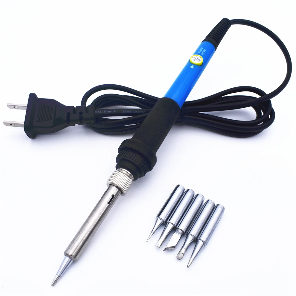 60W 110V US Plug Electric Soldering Irons Set with 5 Solder Iron Tips