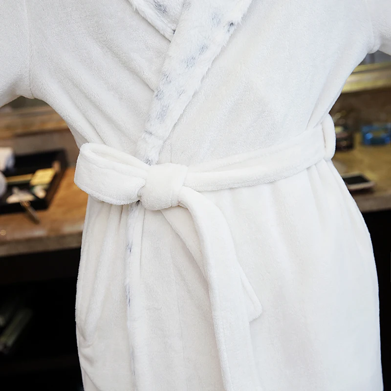 Модный женский роскошный мягкий шелковый длинный фланелевый банный халат, зимний теплый халат, халат для невесты, свадебные халаты