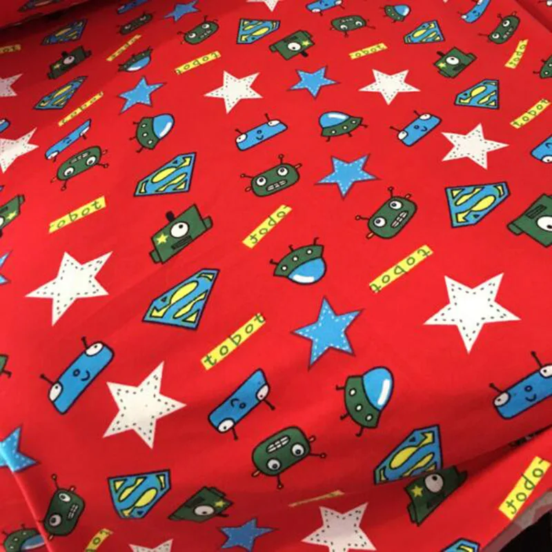 

Good Red Print Superman Logo Fabric 4 Side Stretch Milk Silk Cotton/Spandex knitted Fabric DIY Sewing Children T-Shirt/Dress