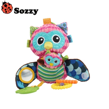

1pcs Sozzy Soft Cotton Owl Plush Toys Multifunctional Baby Toys Rattles For Pram & Bed