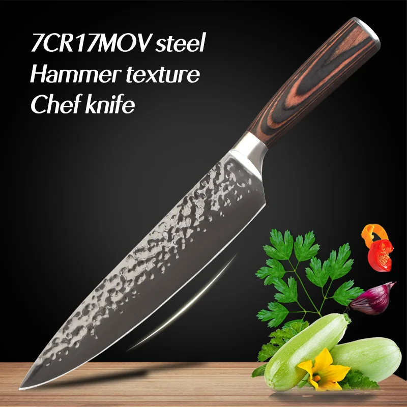 Острые кухонные ножи Santoku 7Cr17Mov шеф повара из нержавеющей стали 8 дюймов