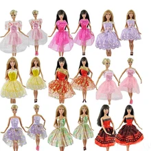 15 Items 5 Set Handmade Mini Dresses Clothes 5 Shoes 5 Hanger for Barbie Doll
