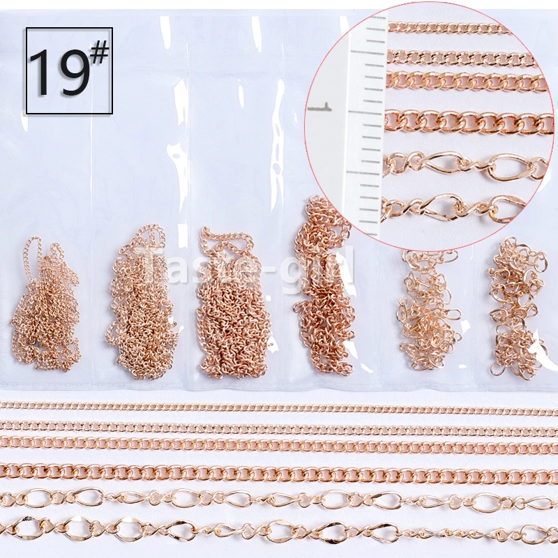1 упаковка микс 3D украшение для ногтей Роза Золотая металлическая цепочка Бисер Линия многоразмерные змеиные кости DIY маникюр Дизайн ногтей украшения